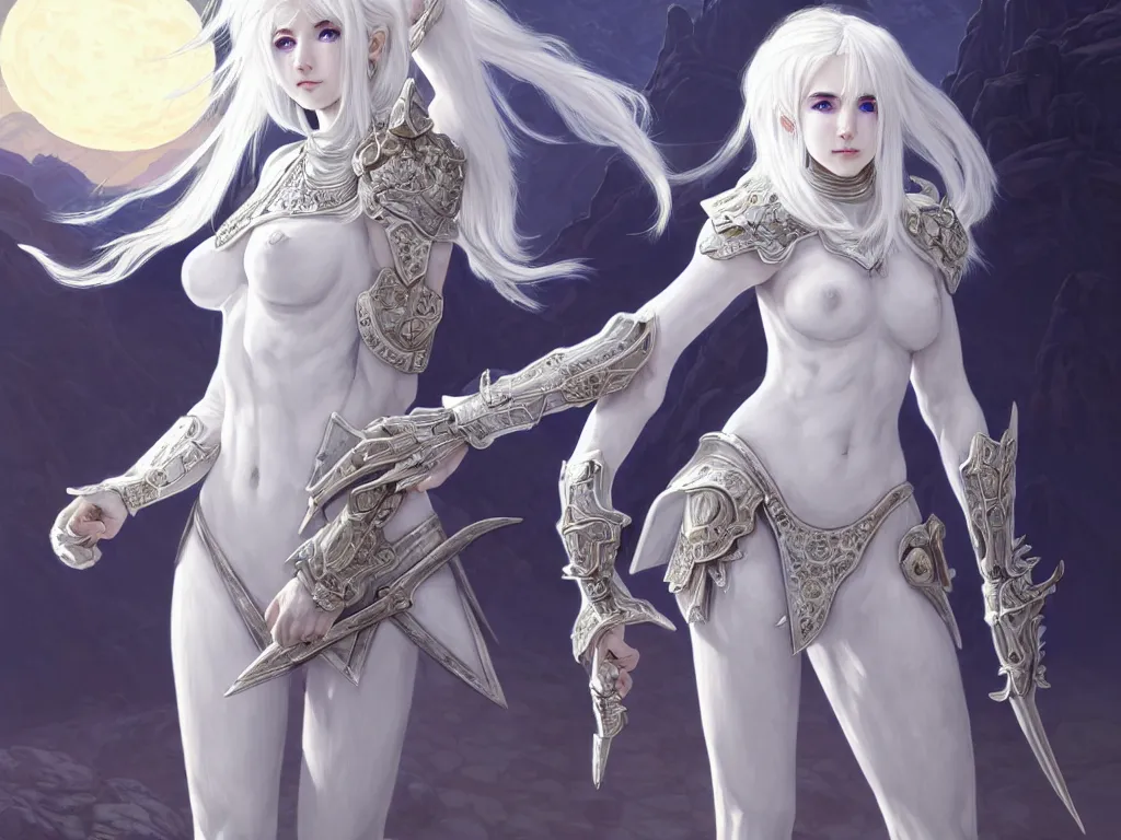 Prompt: portrait white hair knights of zodiac girl, matt white ice color armor, in ruined agora of athens sunrise, ssci - fi and fantasy, intricate and very beautiful and elegant, highly detailed, digital painting, artstation, concept art, smooth and sharp focus, illustration, art by ayanamikodon and tian zi and alphonse mucha and wlop