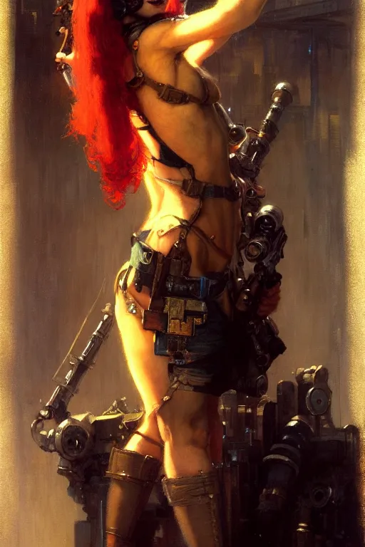 Image similar to full character portrait max mad cyberpunk, machinist tech solider girl character design, painting by gaston bussiere, katsuya terada, nc wyeth, greg rutkowski, craig mullins, vermeer, frank frazetta, tom of finland, trending on artstation, jeffery catherine jones