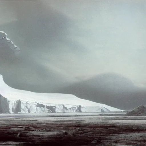 Prompt: a dreamlike antarctic landscape, matte painting