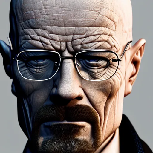 Image similar to 3D render of walter white,ultra detailed,ultra realistic,hyperdetailed,hyperrealistic,octane render,dramatic lighting,professional photo,detailed face,detailed skin,detailed clothes,artstation,deviantart