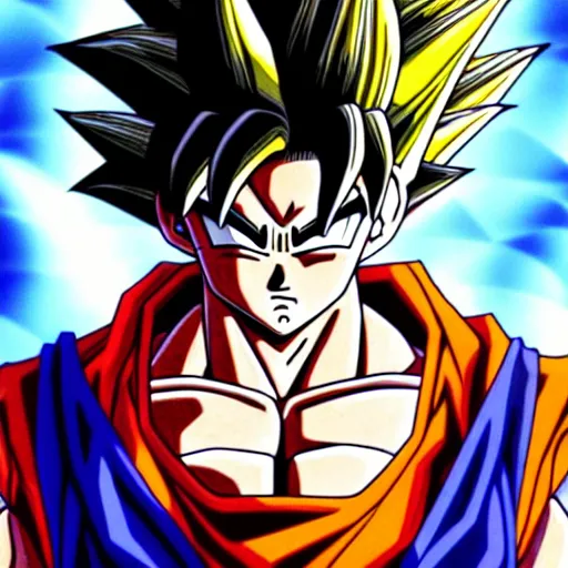 Image similar to Goku SS3, mid-shot, fantasy, medieval, vivid colors, elegant, concept art, sharp focus, beautiful face, digital art, Hyper-realistic, 4K, Unreal Engine, Highly Detailed, HD, Dramatic Lighting by Brom, trending on Artstation