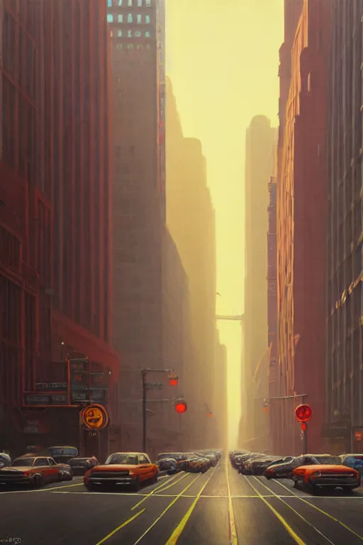 Prompt: Market Street, San Francisco in a redwood solar punk vision; oil on canvas by Klaus Bürgle and Simon Stålenhag; Ultra-Realistic 3D Depth Shading