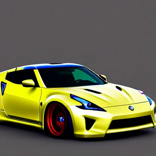 Prompt: a supercar based on the nissan 3 7 0 z and acura nsx! by ash thorp