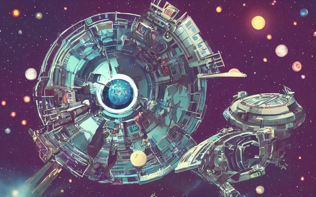 Image similar to clockpunk space station in a beautiful galaxy