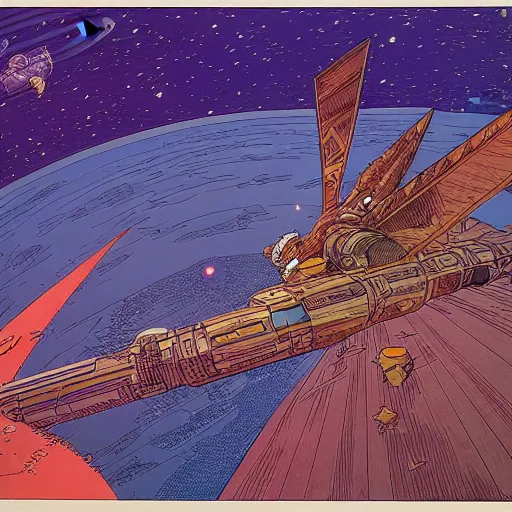 Image similar to a spacefight | jean giraud moebius