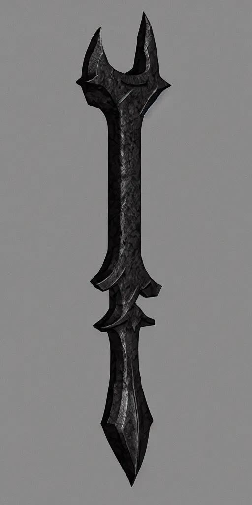 Prompt: a black and silver axe skull crest, ornament, weapon, render by dom qwek, trending on polycount, artstation, hard surface modeling