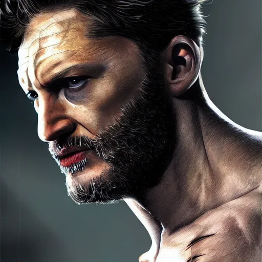 Image similar to tom hardy as wolverine from x - men digital art 4 k detailed super realistic