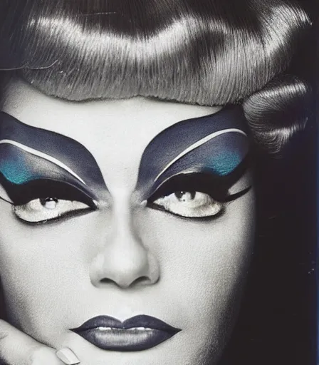 Prompt: a high quality, high detail, portrait of a drag queen by richard avedon, intense look in the eyes, moody, nostalgic