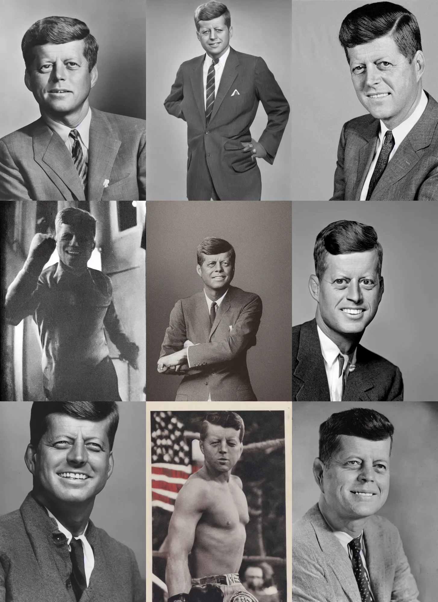 Prompt: promotional portrait photo of john f kennedy as a ufc fighter