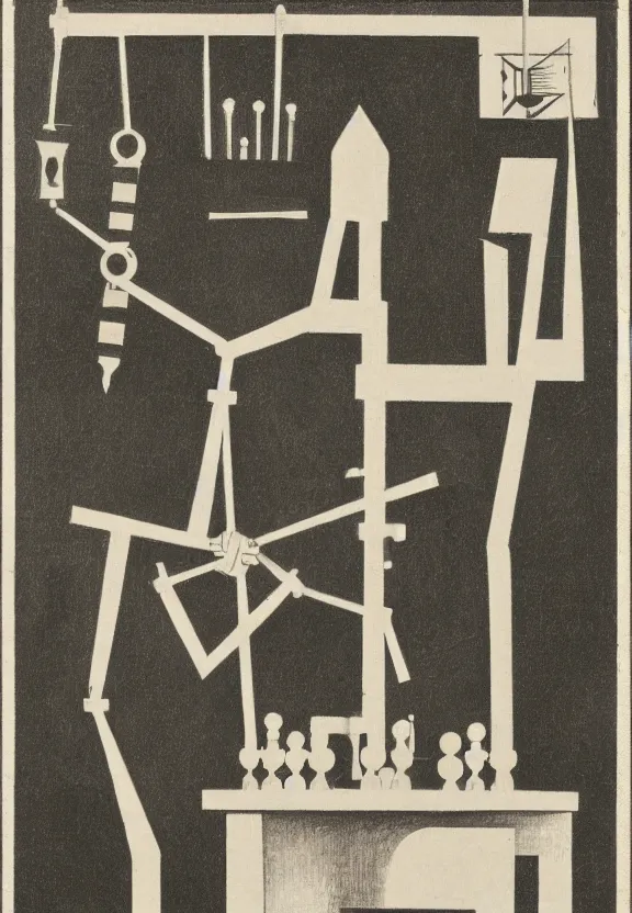 Image similar to a concept drawing of marcel duchamp holding up a chess - piece wire - machine, a surrealist painting by marcel duchamp, complex artificial - intelligence machinery, minimal sketch flow - chart, academic art, 1 9 2 0 s