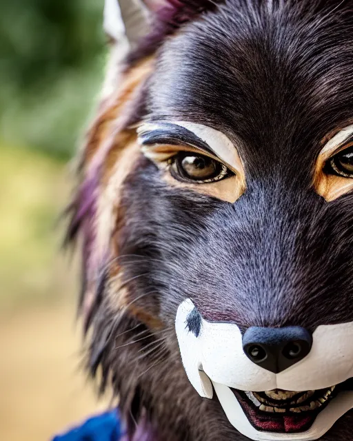 Prompt: portrait photo headshot still of a fursuit, 8 k, 8 5 mm f 1. 8, fursuit