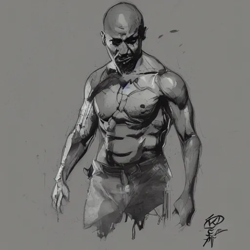 Prompt: Decapitated Joe Rogan, Greg Rutkowski and Yoji Shinkawa styled