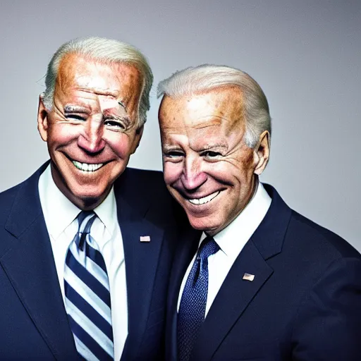 Image similar to A photo of joe biden teams up with a teenage joe biden, perfect faces, 50 mm, award winning photography