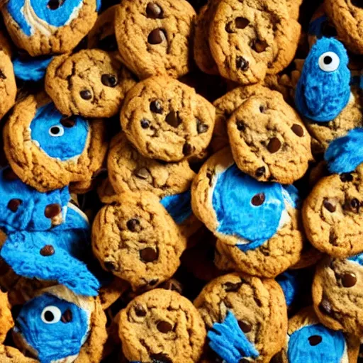 Prompt: photo of an actual cookie monster in the wild