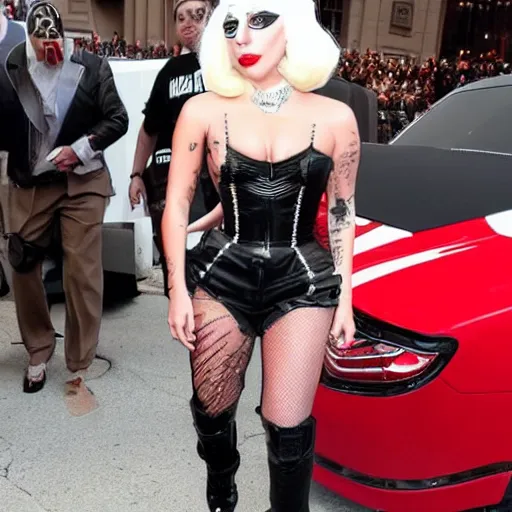 Prompt: Lady Gaga in Harley Queen in DC