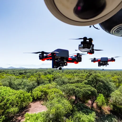 Image similar to a 4k ultra hd picture of monkeys flying a drone