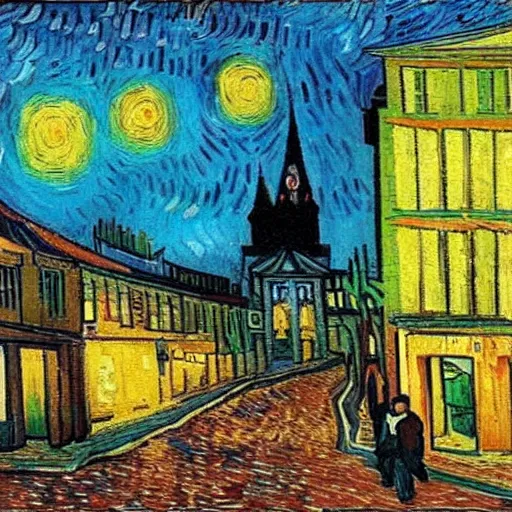 Prompt: a vincent van gogh painting of streets of rage 2