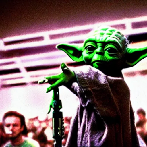 Image similar to yoda perfoming at woodstock