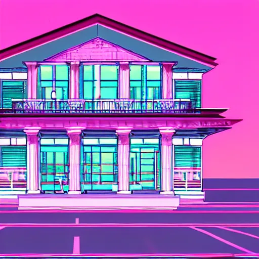 Prompt: vaporwave house, concept