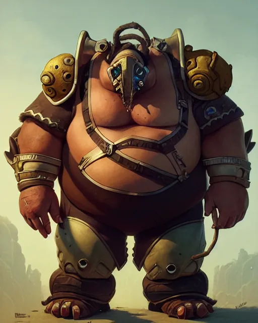 Image similar to roadhog from overwatch, character portrait, concept art, intricate details, highly detailed by greg rutkowski, michael whelan and gustave dore