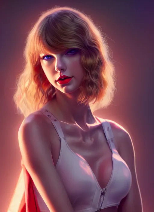 Image similar to taylor swift, evangelion, au naturel, hyper detailed, digital art, trending in artstation, cinematic lighting, studio quality, smooth render, frostbite 3 engine rendered, art style by klimt and nixeu and ian sprigger and wlop and krenz cushart