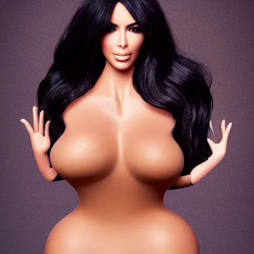 Image similar to kim kardashian as a blowup doll.