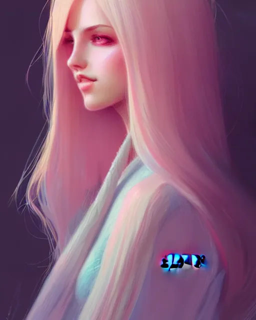 Prompt: soft pretty female long pastel color hair, wearing gorgeous clothing, digital character illustration, artstation trending female illustration, intricate, sharp focus, hyper detailed, digital painting, matte, character art by prywinko art, pyromallis rene maritte, masterpiece