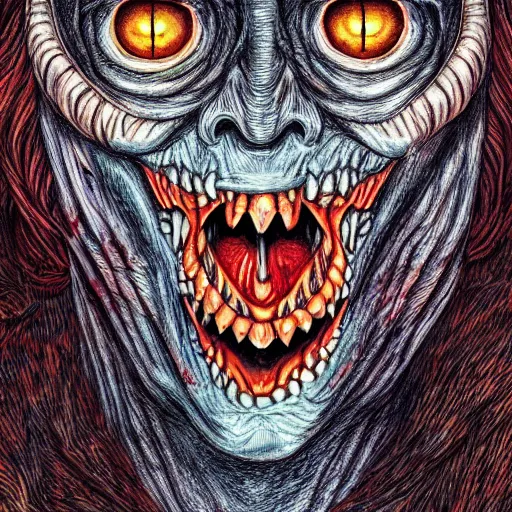 Image similar to Horror beast by junji ito , Colored pencil , Hyperdetailed , trending on artstation , CGSociety , matte painting , Concept art