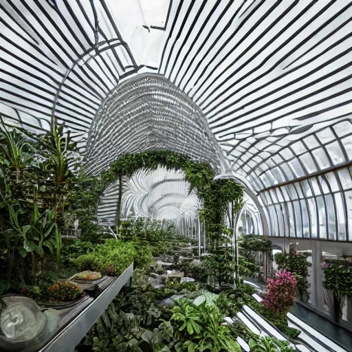 Image similar to hyperdetailed liminal space, downtown indoor terraced greenhouse gardens, movie cinematography roger deakins and darius khondji cinematic