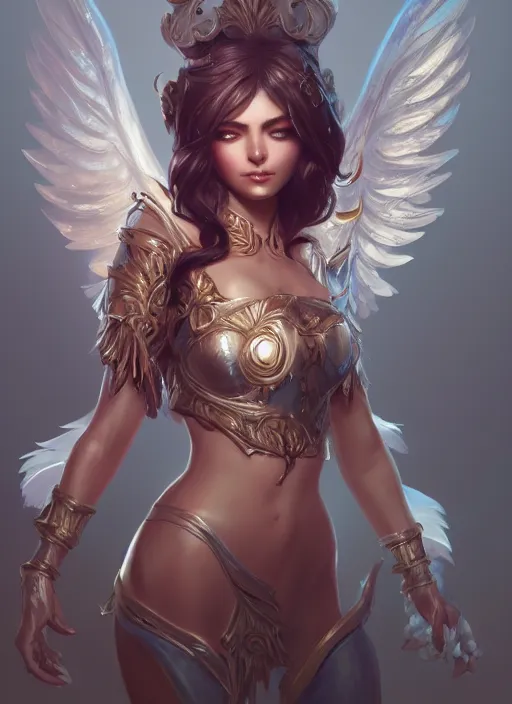 Image similar to a highly detailed illustration of biblically accurate angel, intricate, elegant, highly detailed, centered, digital painting, artstation, concept art, smooth, sharp focus, league of legends concept art, wlop.