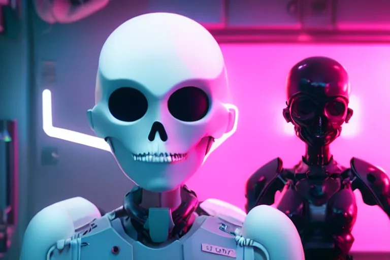 Image similar to vfx film, love death and robots, flat color profile low - key lighting award winning photography arri alexa cinematography, hyper real photorealistic cinematic, atmospheric cool colorgrade