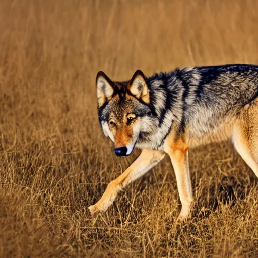 Image similar to professional photograph of a brown and tan wolf, high quality, hd, 8 k, 4 k, magnificent, award - winning, nature, nature photography, awe - inspiring, highly detailed, amazing