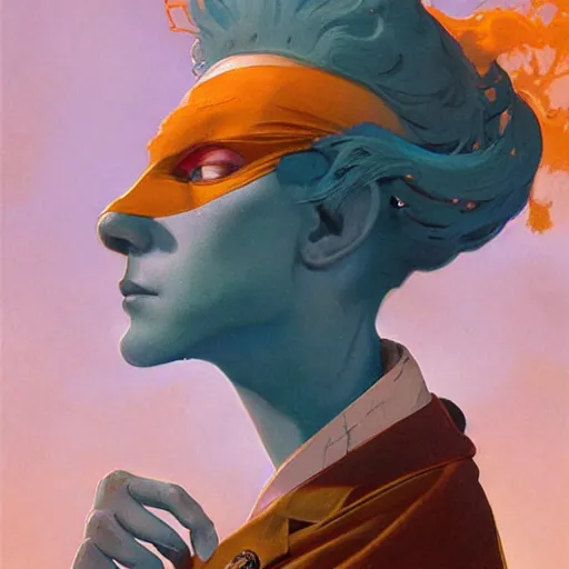 Prompt: beautiful realistic character portrait of a hero in the 1 9 2 0 s, wearing 1 9 2 0 s cloth hair, coloured in teal and orange, muted colours, by peter mohrbacher, hajime sorayama, wayne barlowe, boris vallejo, aaron horkey, gaston bussiere, craig mullins