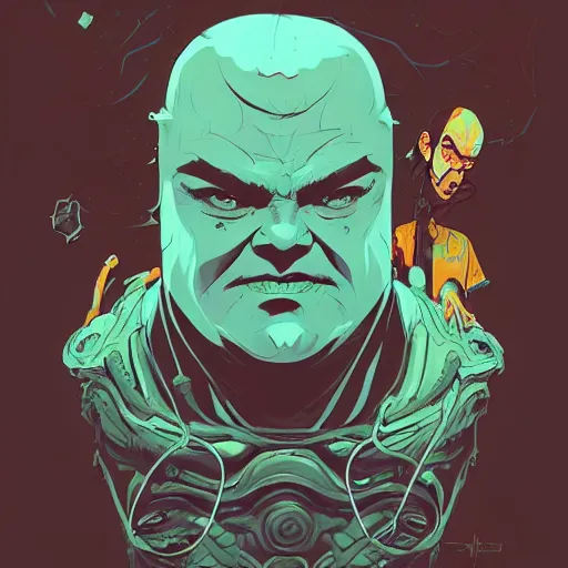 Image similar to a study of cell shaded portrait of jack black concept art, llustration, post grunge, concept art by josan gonzales and wlop, by james jean, Victo ngai, David Rubín, Mike Mignola, Laurie Greasley, highly detailed, sharp focus, alien, Trending on Artstation, HQ, deviantart, art by artgem