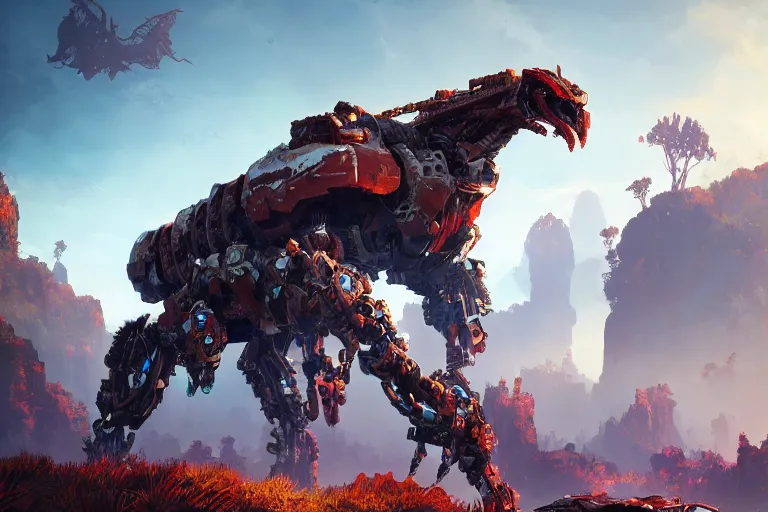 Image similar to ravager machine mecanical creature robot of horizon forbidden west horizon zero dawn bioluminiscence global illumination ray tracing hdr fanart arstation by ian pesty and alena aenami artworks in 4 k