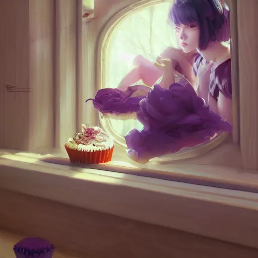 Prompt: awoke to the violet crunch of wood, radiator, sweet smells of gerbils and cupcakes, by wlop, artgerm, greg rutkowski