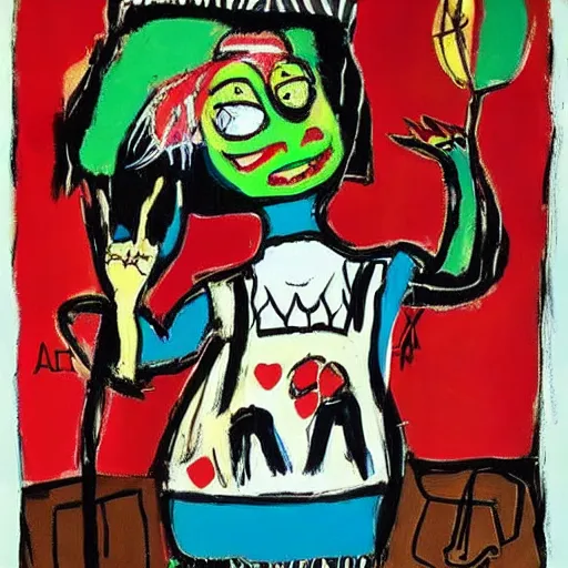 Image similar to alice in wonderland by basquiat