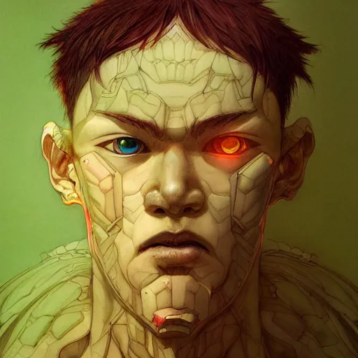 Image similar to prompt : ragnarok stalker portrait soft light painted by james jean and katsuhiro otomo and erik jones, inspired by akira anime, smooth face feature, intricate oil painting, high detail illustration, sharp high detail, manga and anime 1 9 9 9