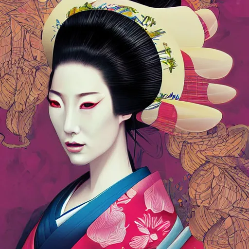 a digital portrait of a geisha by android jones | Stable Diffusion ...