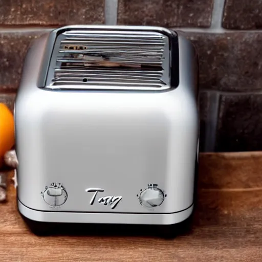 Prompt: a toaster that says Tay on it