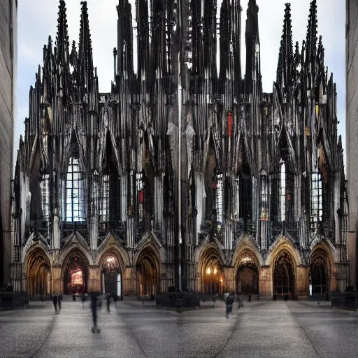 Image similar to the terminator walking next to the cathedral of cologne, germany, volumetric lighting, sharp focus, ultra detailed, cgsociety - w 1 0 2 4 - n 8 - i