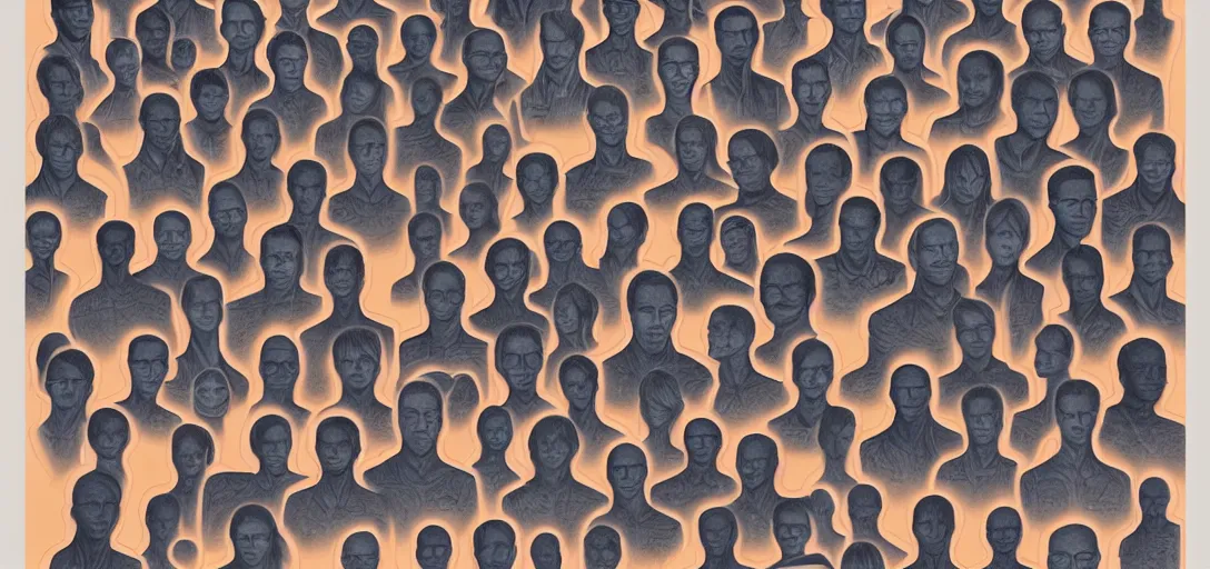 Image similar to symmetry, portrait of multiple human in solid silhouettes, interacting and posing, mooc, organic and intricate, elegant, highly detailed, concept art, sharp focus, illustration, high contrast, shadows, painted with colored pencils on white, 8 k