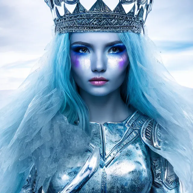 photo of a very beautiful!! ice warrior queen highly | Stable Diffusion ...