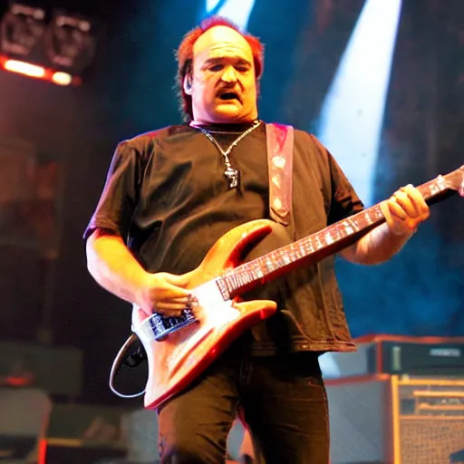 Prompt: jim belushi playing a jackson kelly guitar in a metal band at rock am ring, 2 0 0 9, concert photography