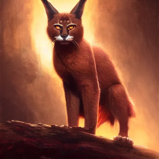 Image similar to sad caracal holding reds pencils, atmospheric lighting, intricate, volumetric lighting, digital art, highly detailed by gaston bussiere, craig mullins, j. c. leyendecker 8 k