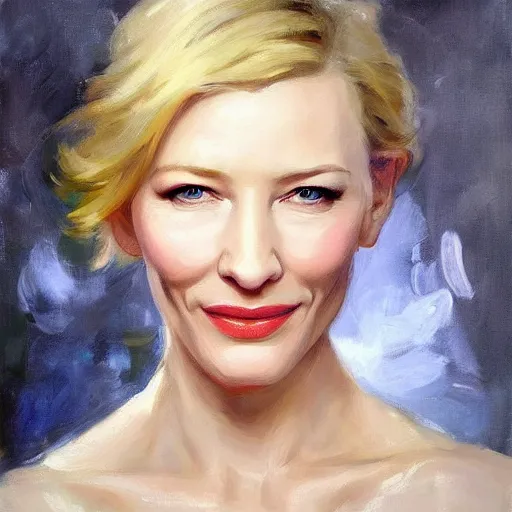 Image similar to cate blanchett , painting by Vladimir Volegov