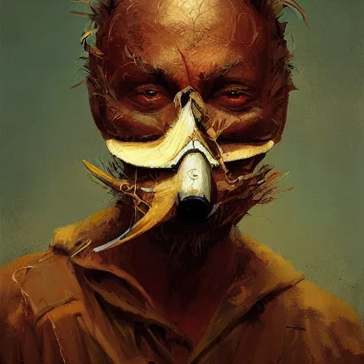 Image similar to Bird mask doctor, oil painting, by Greg Rutkowski