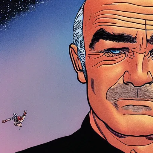 Image similar to sean connery retro minimalist portrait moebius starwatcher comic by jean giraud, 8 k