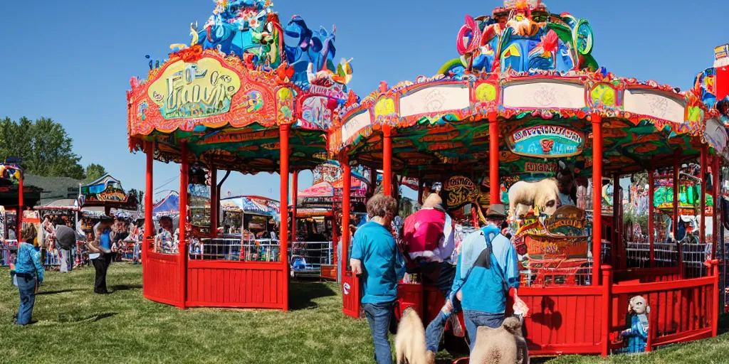 Prompt: fair rides petting zoo grizzly focus photography