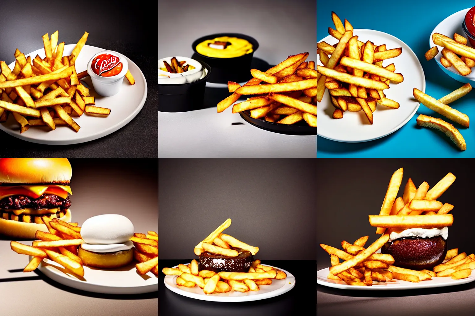 Prompt: a new pickle - based dessert at mcdonald's with a side of marshmallow fries, advertisement, food photography, studio lighting